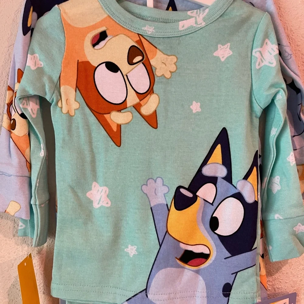 Bluey Kids Pajama Set - Teal and Blue 4 pcs